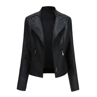 Women's Slim Leather Jacket – Short, Stylish & Lightweight Motorcycle Suit