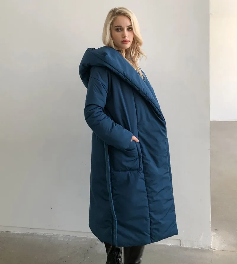 Women's Stylish Thick fluff Long Parka Coat Warm Waterproof Coat