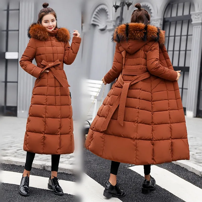 Women's Warm Fashion Winter Coat Fur Collar Long Coat