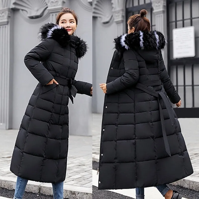 Women's Warm Fashion Winter Coat Fur Collar Long Coat
