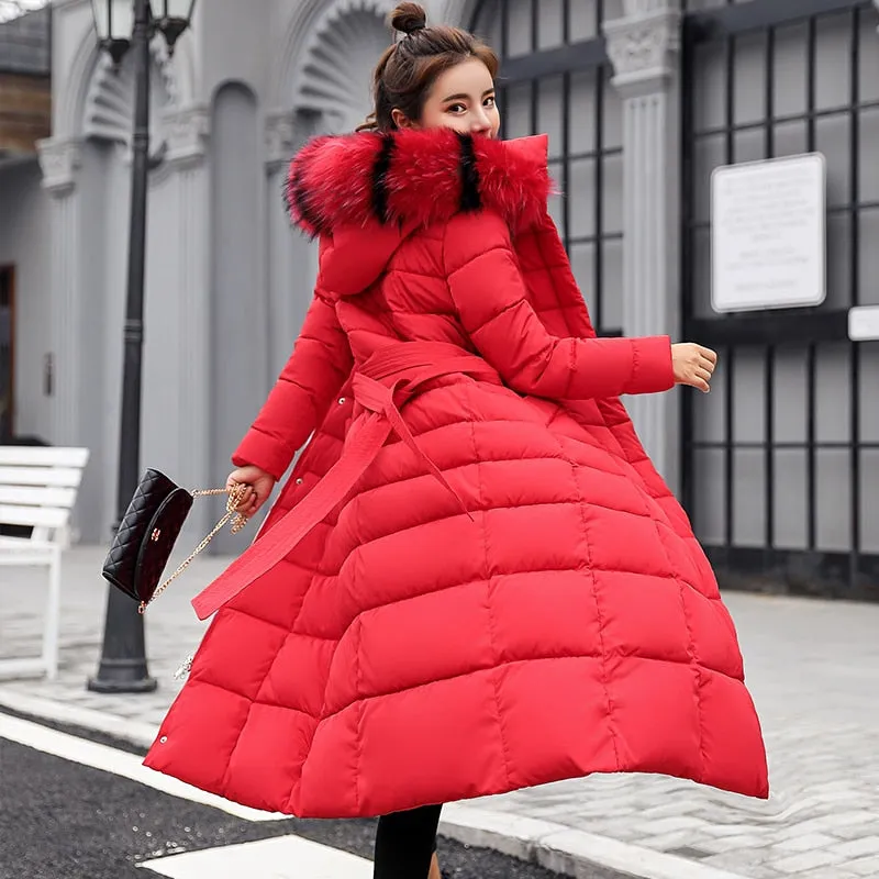 Women's Warm Fashion Winter Coat Fur Collar Long Coat