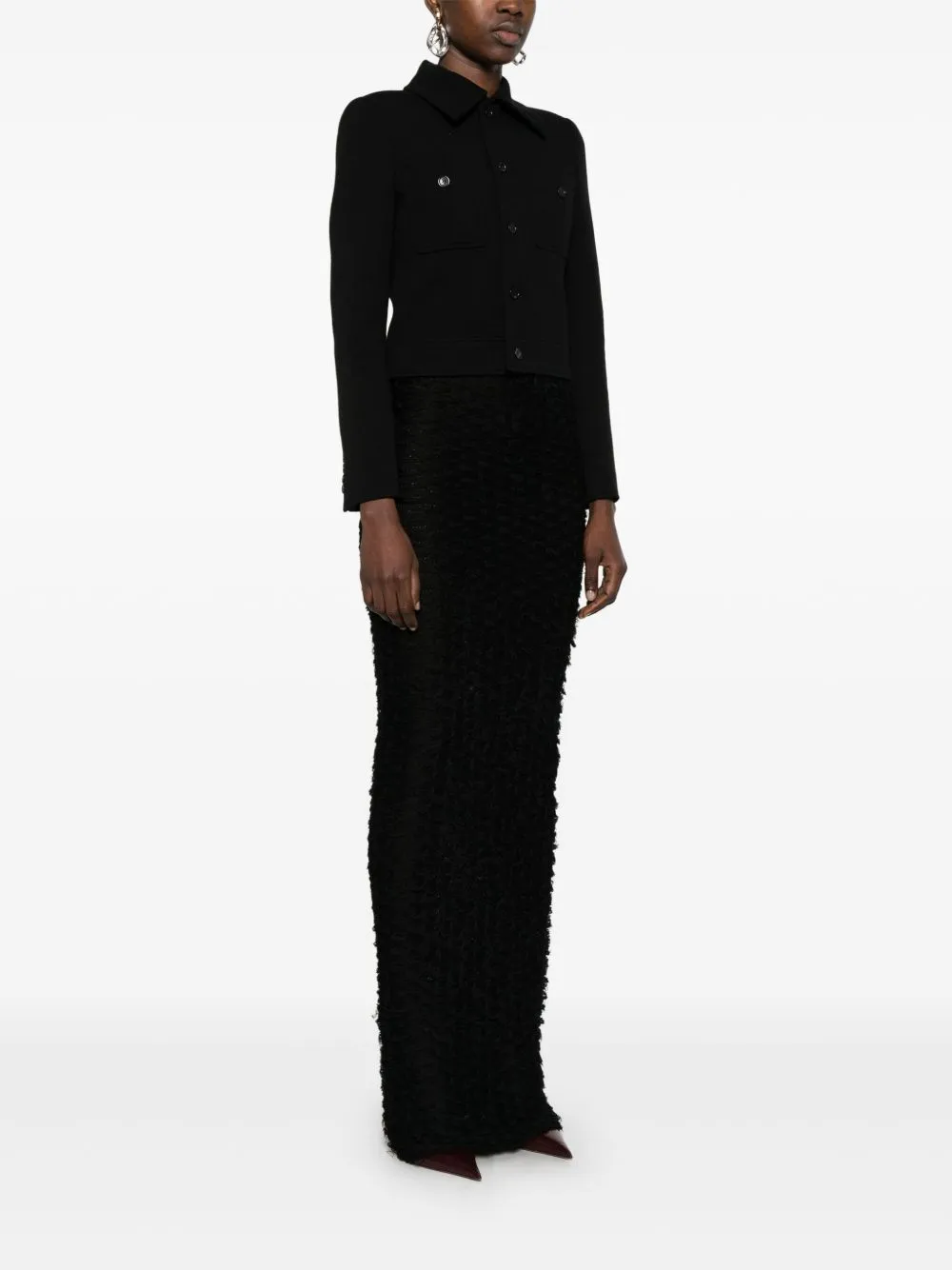 Wool blend cropped jacket