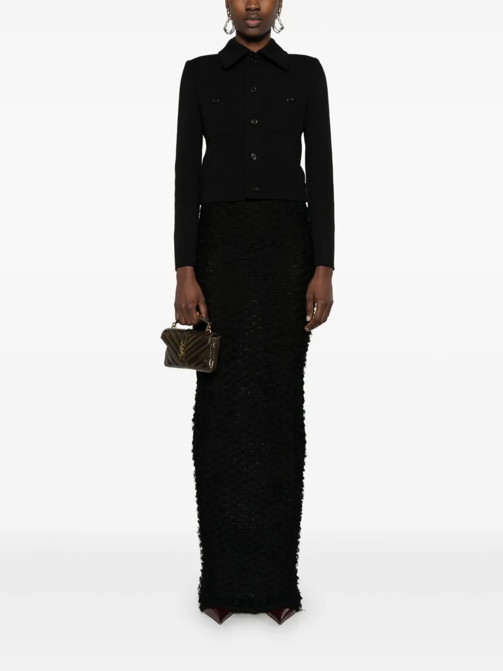 Wool blend cropped jacket