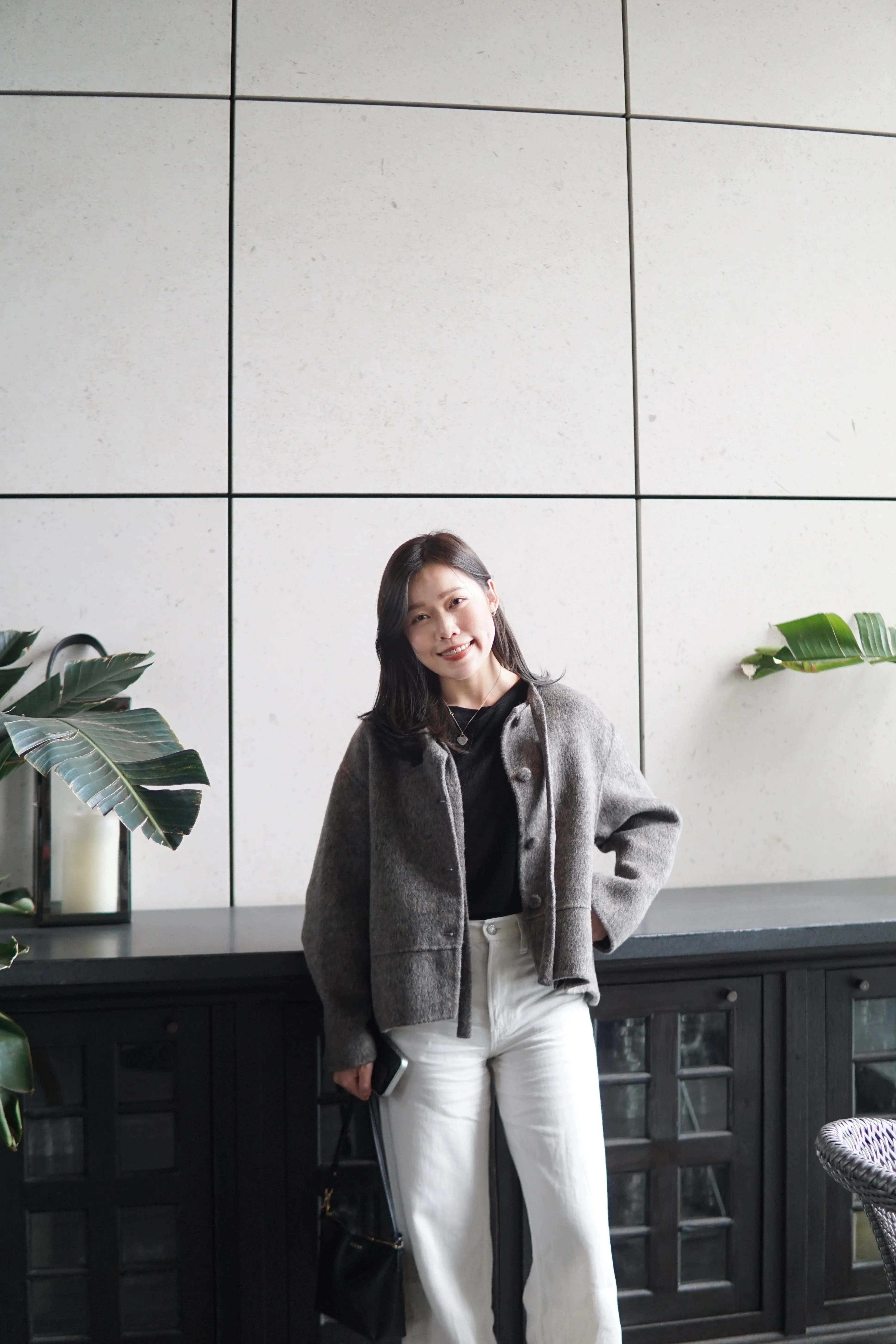 Wool Blend Short Coat With Ribbon