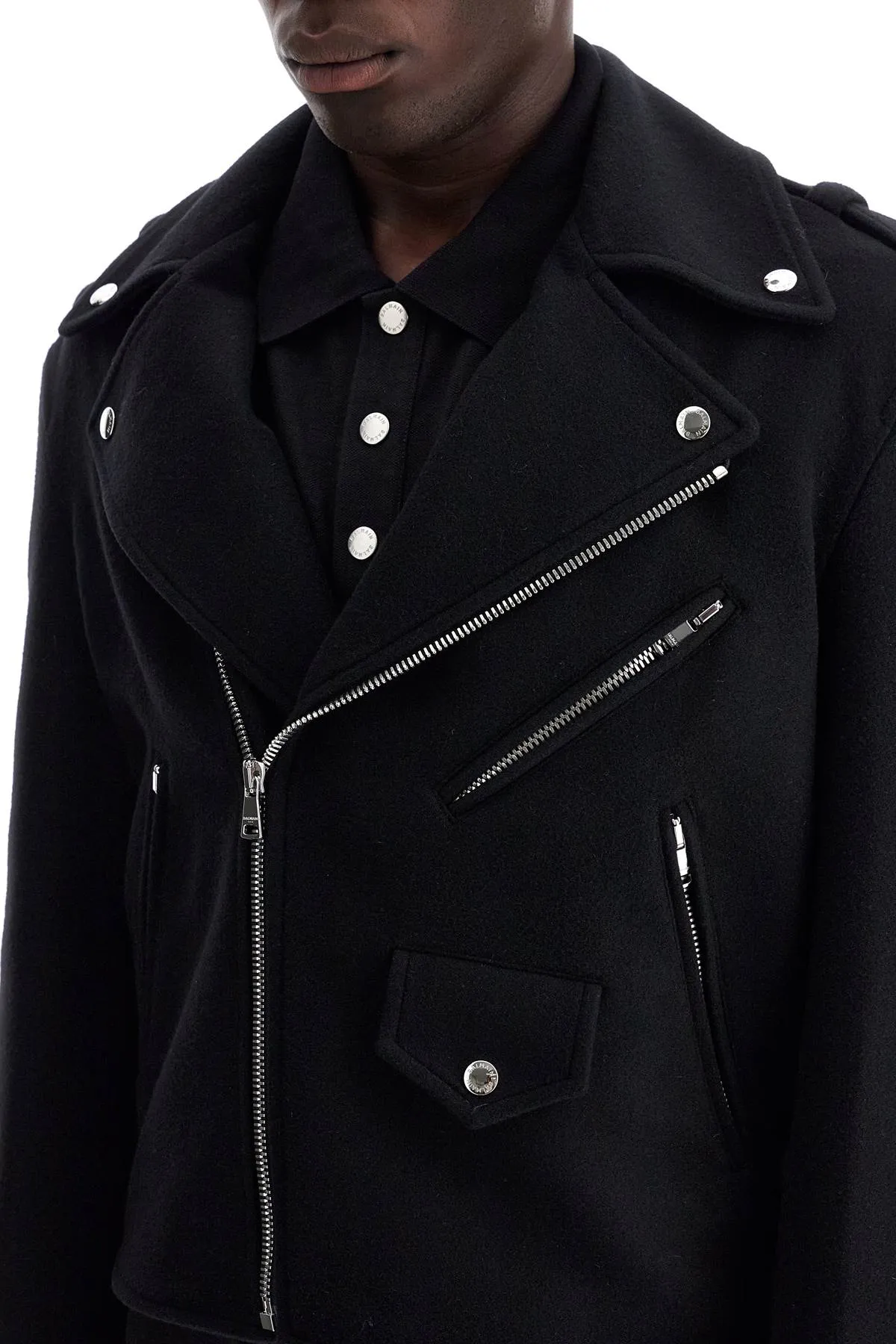 wool felt biker jacket in
