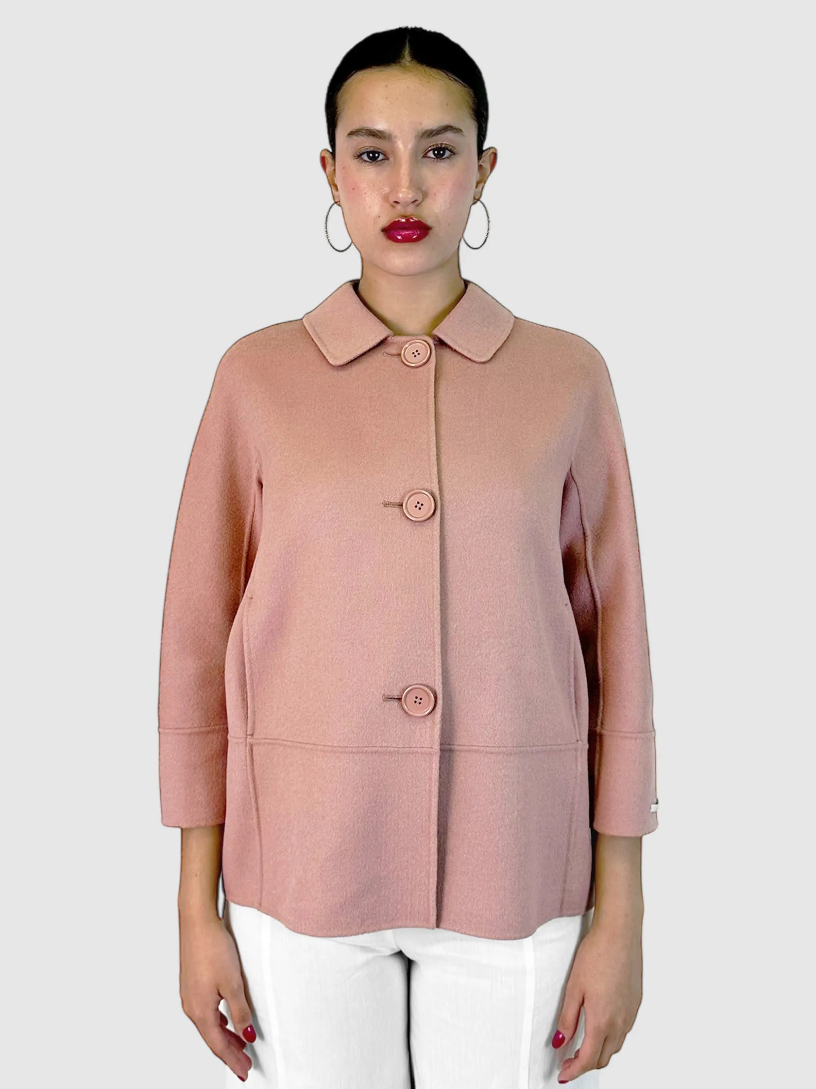 Wool Single-Breasted Short Coat - Size 4