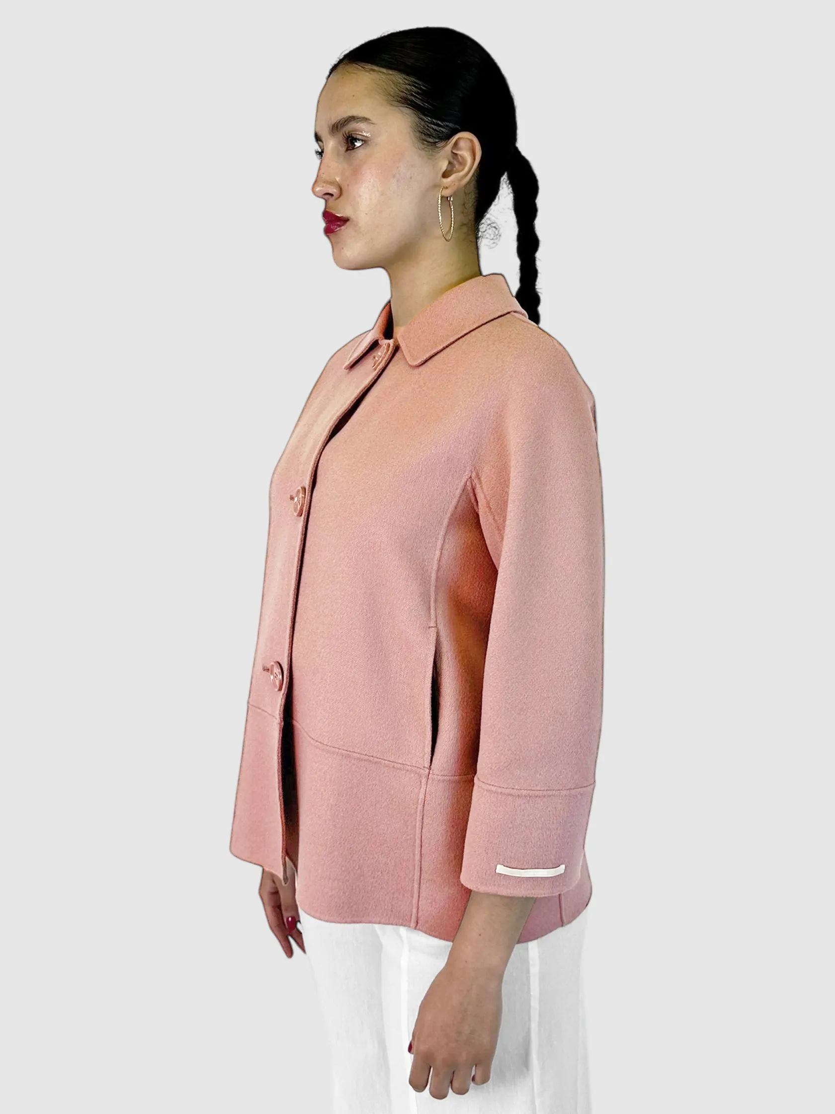 Wool Single-Breasted Short Coat - Size 4