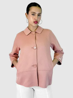 Wool Single-Breasted Short Coat - Size 4