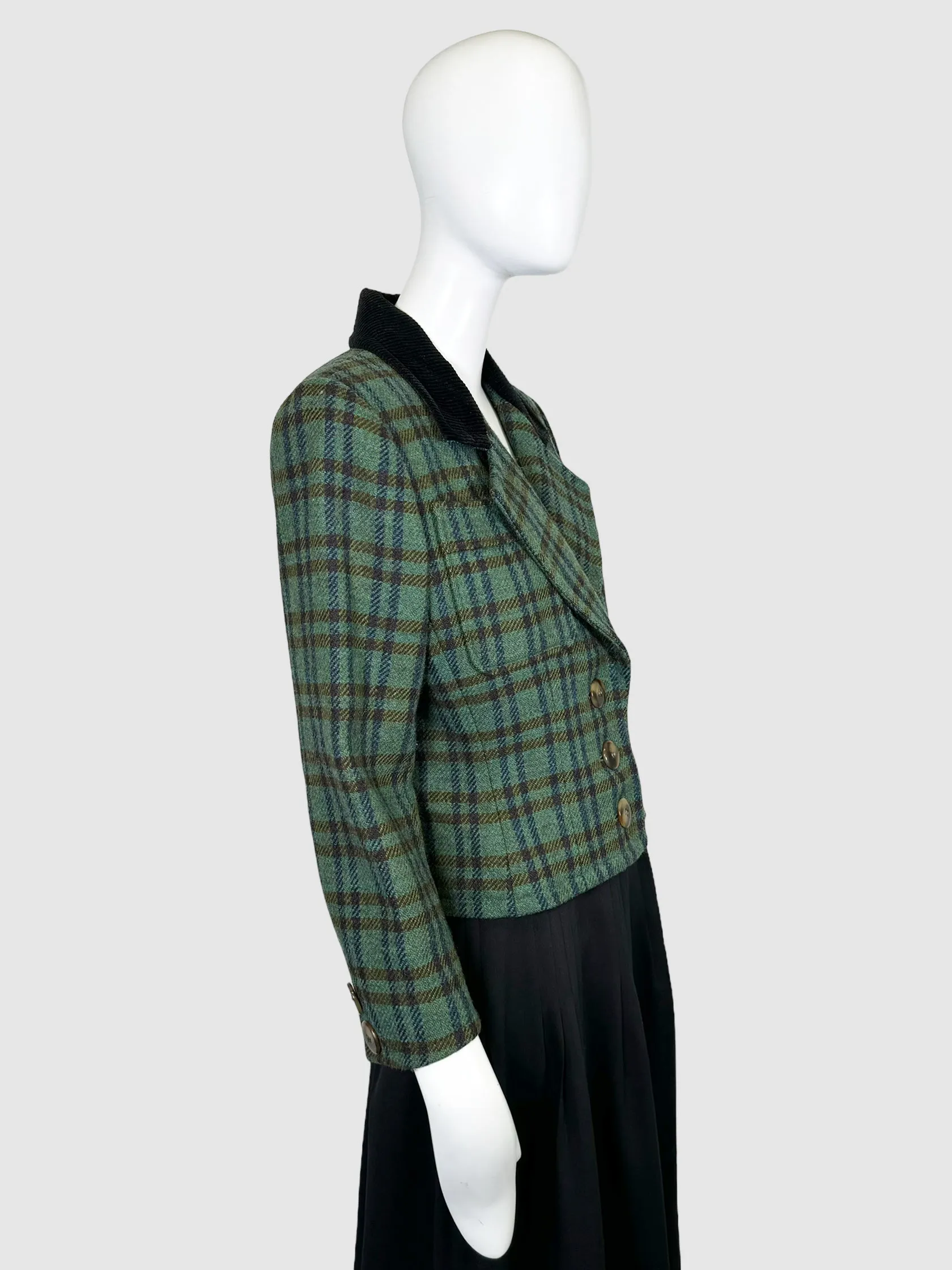 Wool Tartan Blazer - Size 38