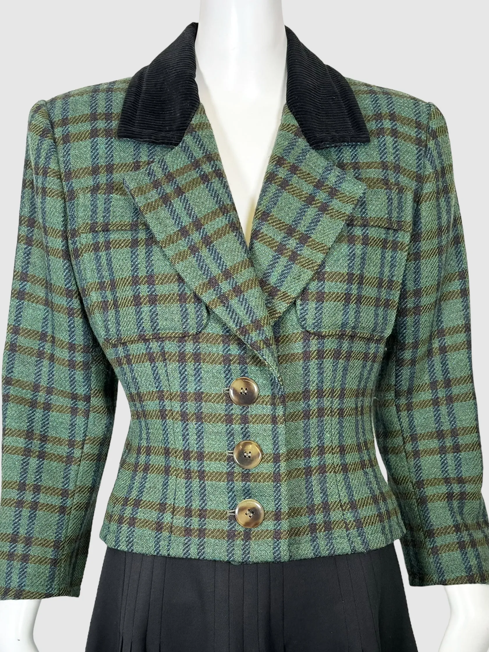 Wool Tartan Blazer - Size 38