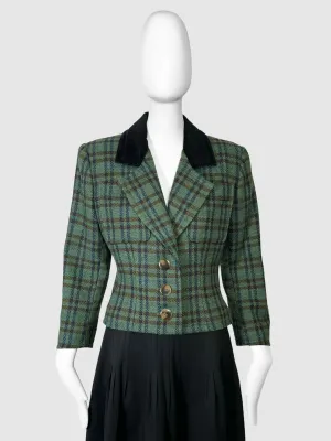 Wool Tartan Blazer - Size 38