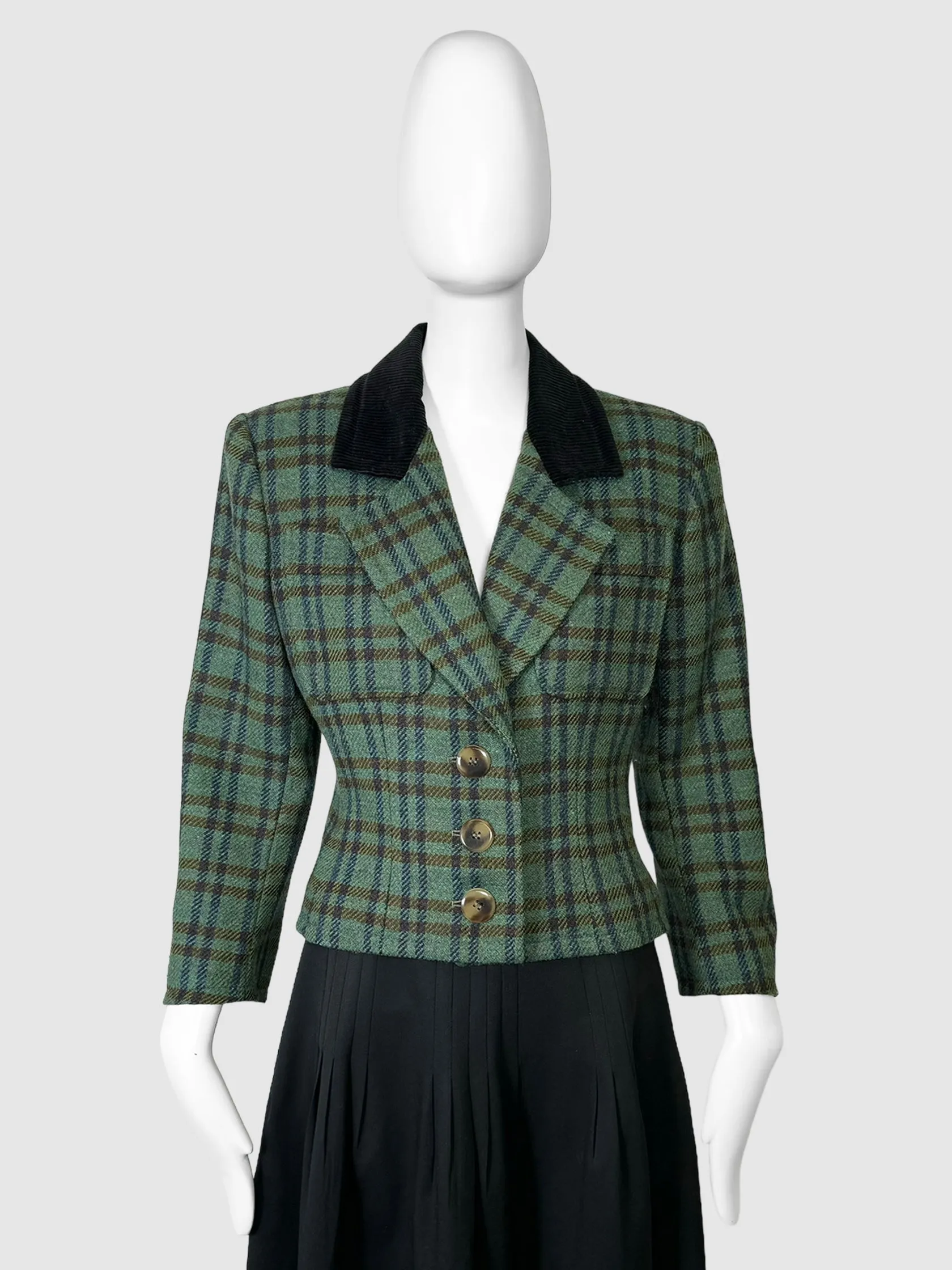Wool Tartan Blazer - Size 38