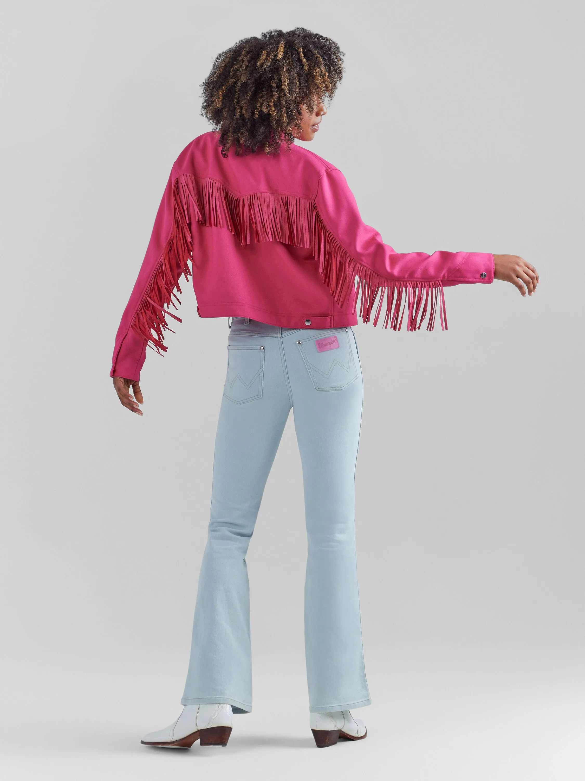 Wrangler Women's Barbie Pink Fringe Wrancher Jacket