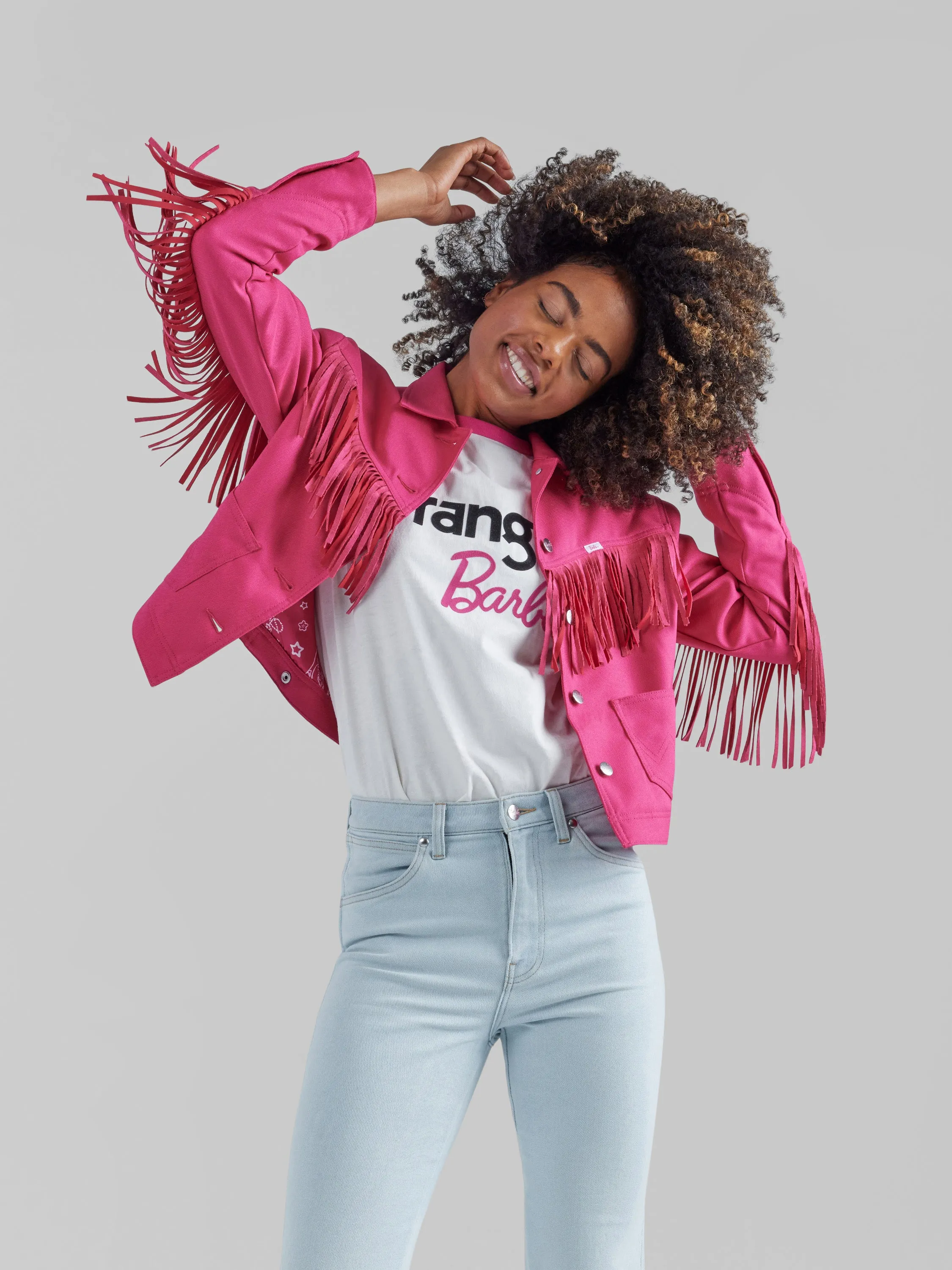Wrangler Women's Barbie Pink Fringe Wrancher Jacket