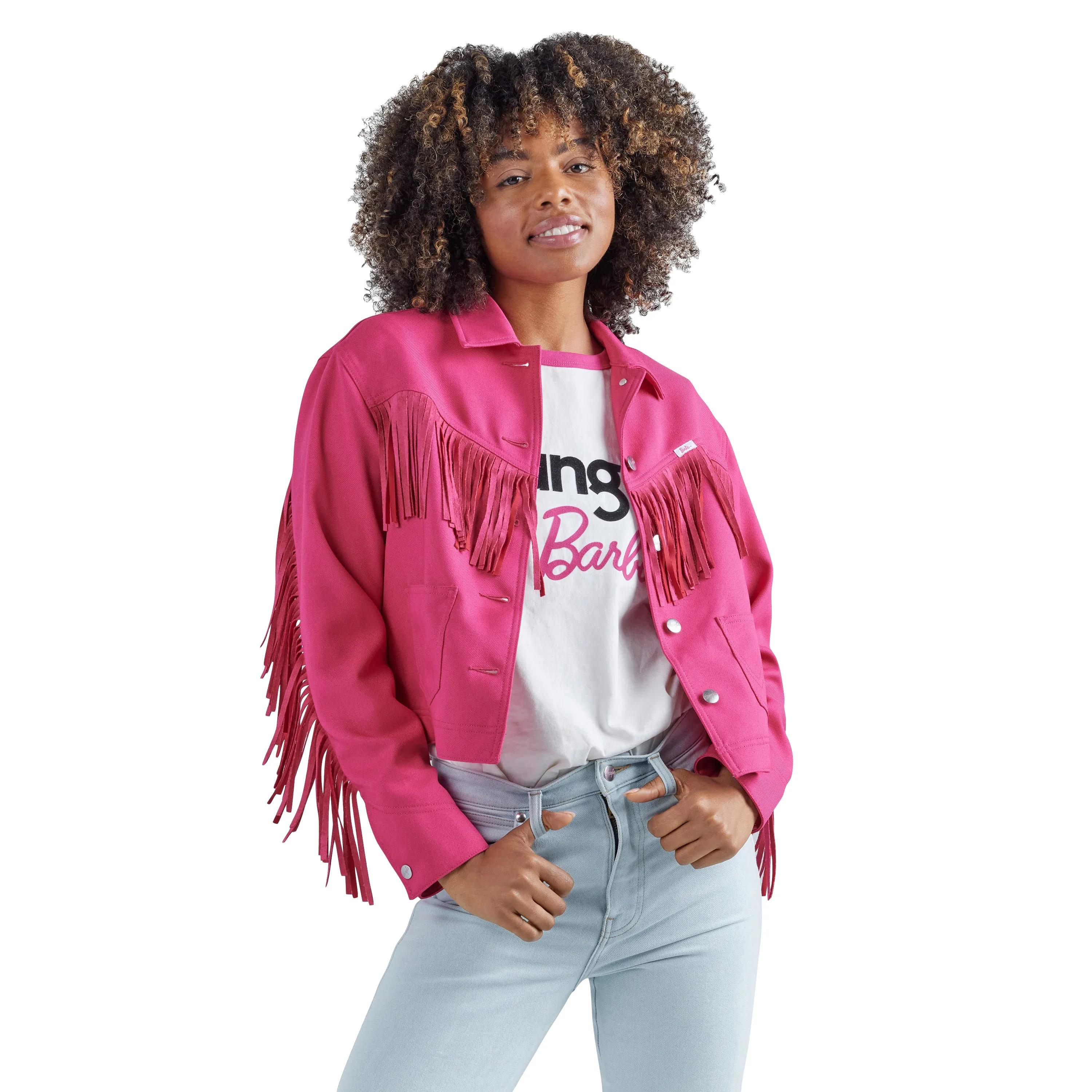 Wrangler Women's Barbie Pink Fringe Wrancher Jacket
