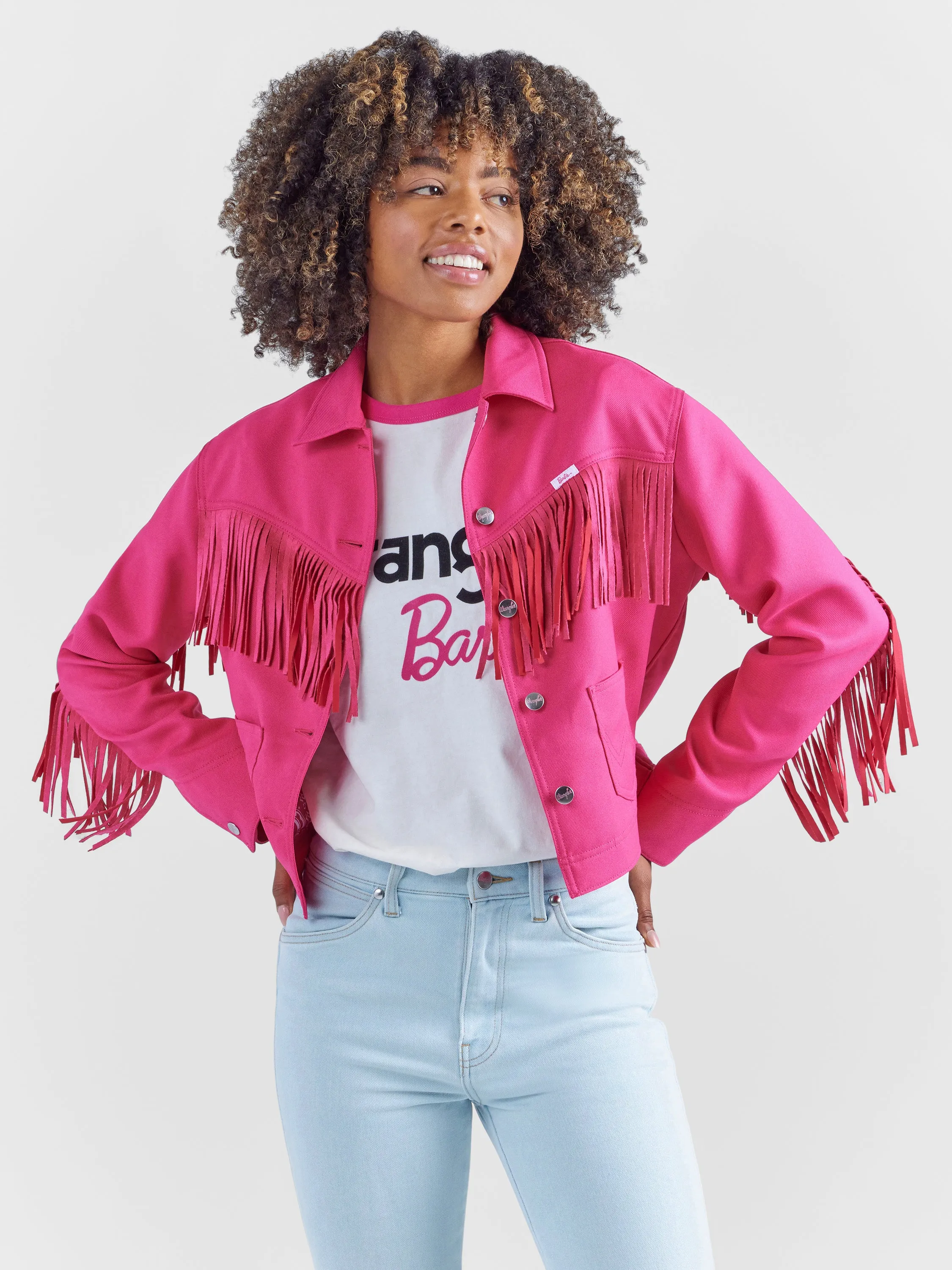 Wrangler Women's Barbie Pink Fringe Wrancher Jacket