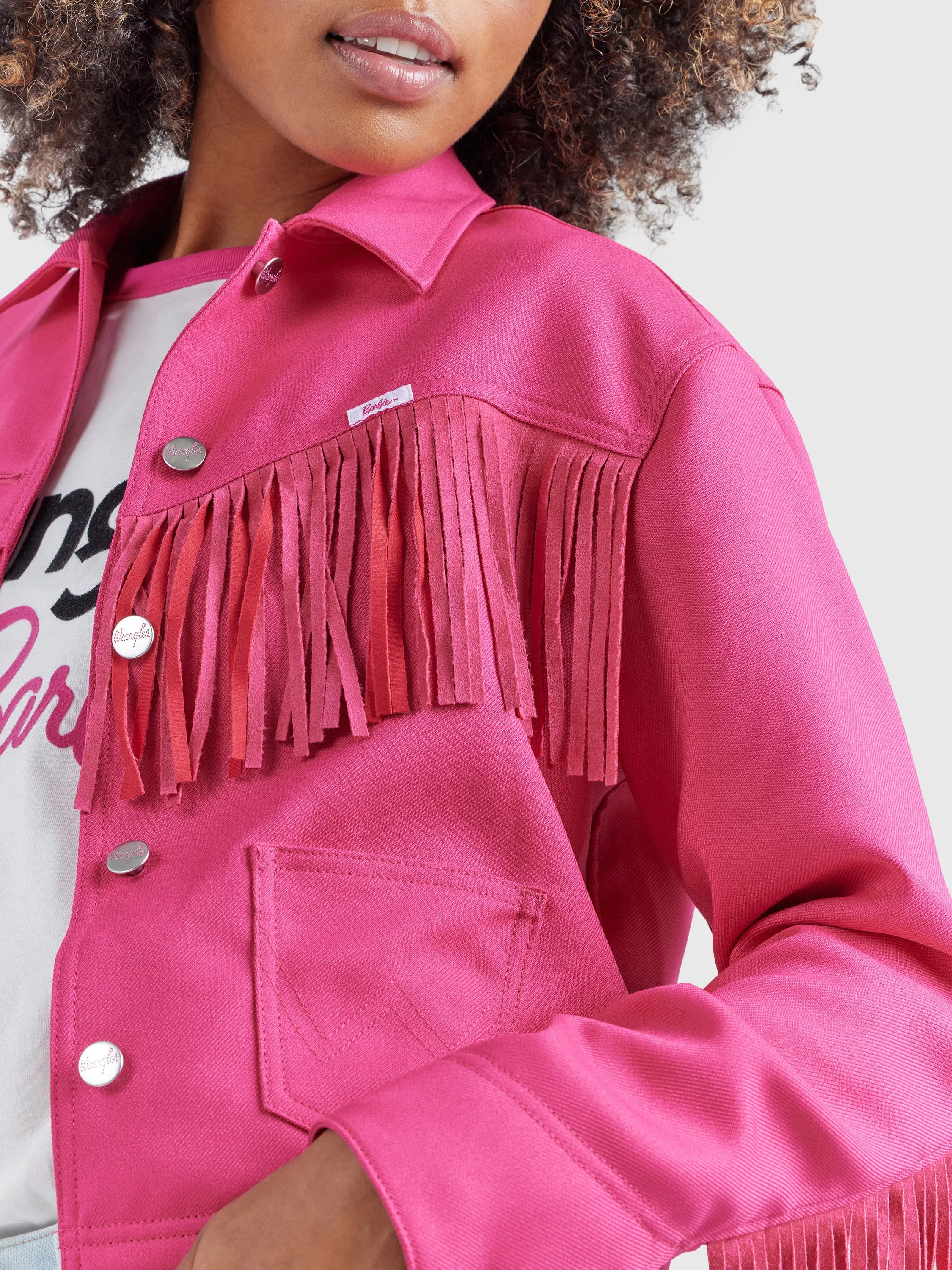 Wrangler Women's Barbie Pink Fringe Wrancher Jacket
