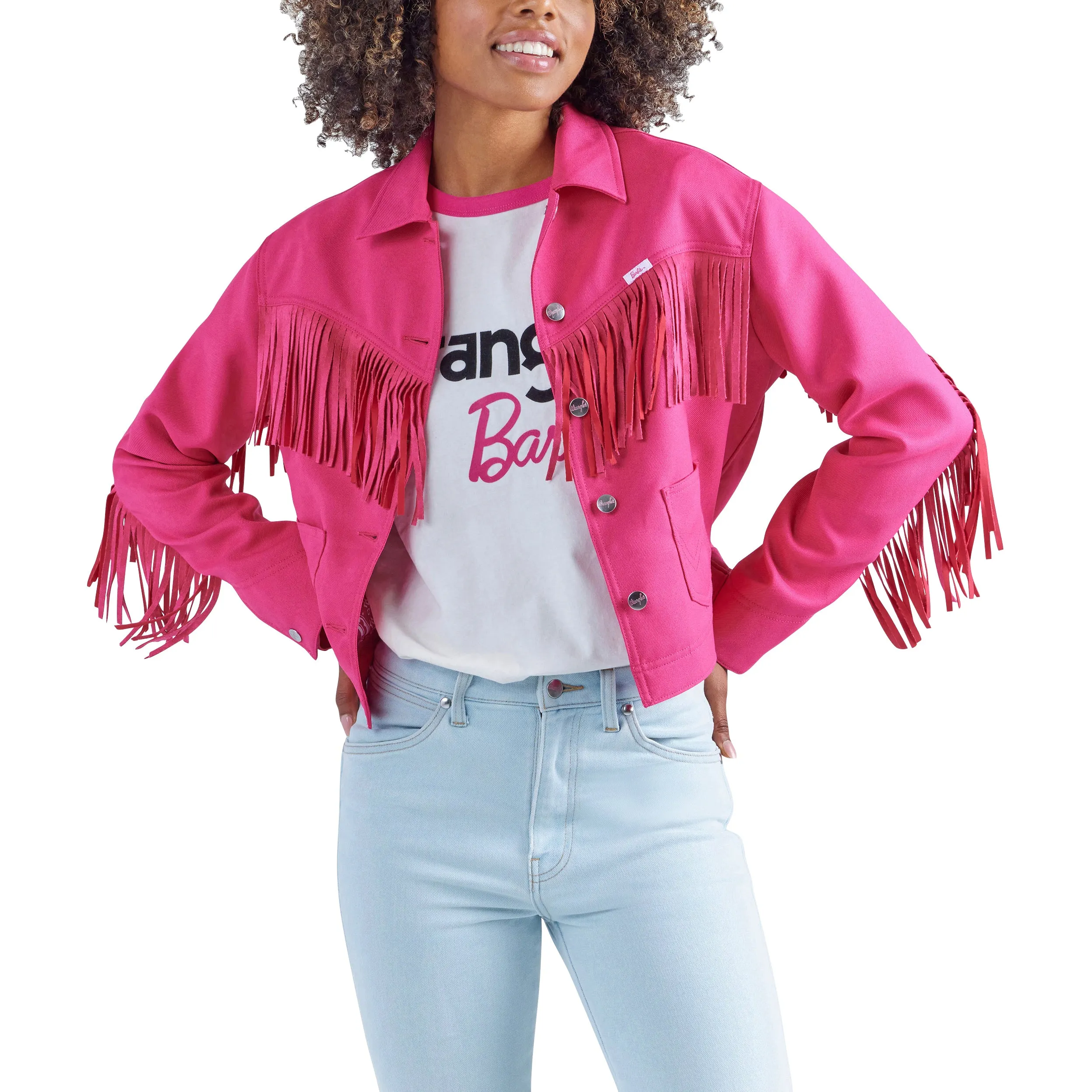 Wrangler Women's Barbie Pink Fringe Wrancher Jacket