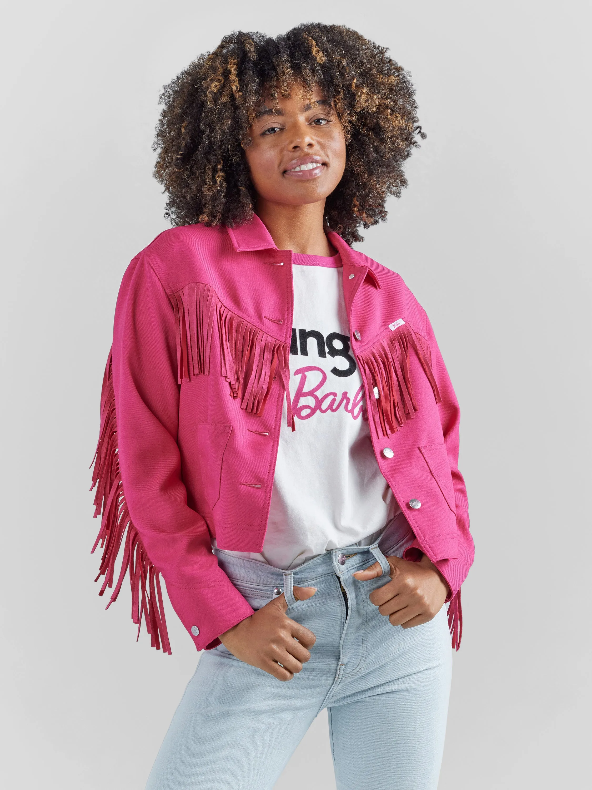 Wrangler Women's Barbie Pink Fringe Wrancher Jacket