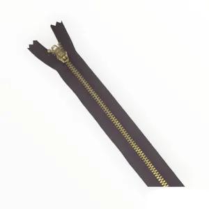 Ykk Metal Gold Close End 35cm Zip 570 Chocolate